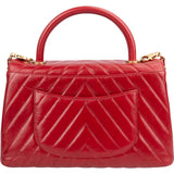 Chanel Quilted Calfskin Chevron Coco Handle Single Flap Handbag