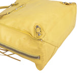 Balenciaga Yellow Leather Paper Bag Side Zip Tote Handbag