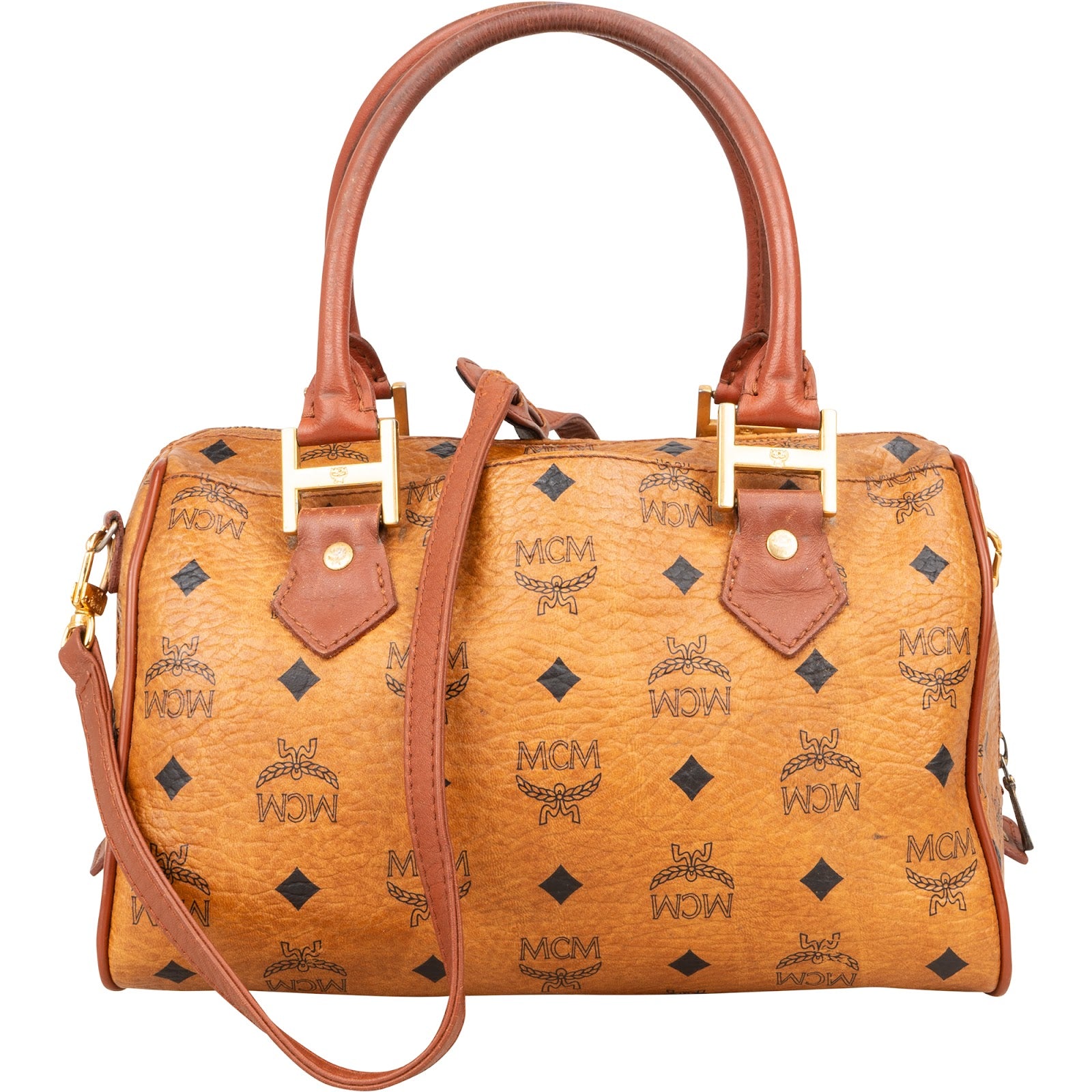 [🔄️B07 / F47] MCM Monogram Visetos Boston Bag Handbag - vintageandkickz