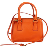 Prada Orange Saffiano Lux Leather Micro Galleria Crossbody Handbag