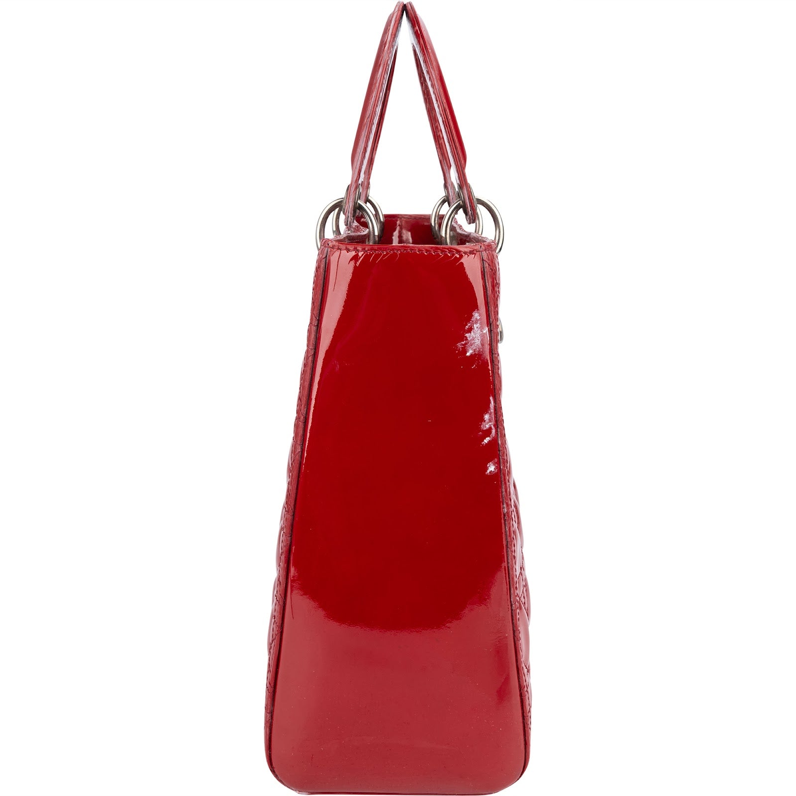 Christian Dior Quilted Patent Leather Lady Dior Handbag - vintageandkickz