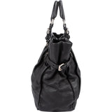Prada Black Nappa Leather Ruched Tote Handbag