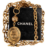 Chanel Gold Tone Vintage Crown Horse Medallion Belly Chain Necklace
