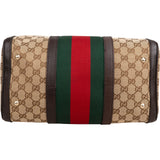 Gucci Monogram GG Canvas  Web Boston Bag Handbag