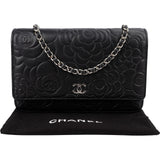 Chanel Camellia Embossed Lambskin Wallet on Chain Crossbody Bag
