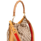 Gucci Monogram GG Canvas Bamboo Handle Shoulder Handbag