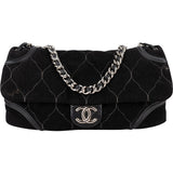 Chanel Suede Shearling Palladium Jumbo Single Flap Shoulder Bag