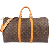 Louis Vuitton Monogram Canvas Keepall 50 Bandoulière Travel Bag