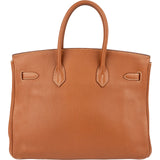 Hermès Brun Taurillon Clemence Leather Alezan Palladium Birkin 35 Handbag