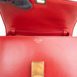 Céline Red Calfskin Classic Medium Box Crossbody Bag