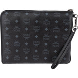 MCM Monogram Studded Visetos Leather Clutch Bag