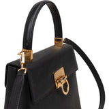 Salvatore Ferragamo Black Saffiano Leather Gancini Top Handle Handbag