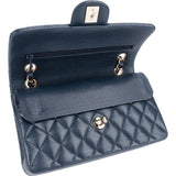 Chanel Quilted Caviar Leather Champagnee Gold Small Double Flap Shoulder Bag