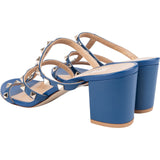 Valentino Garavani Blue Leather Rockstud Block Heel Sandal Sandals (40)