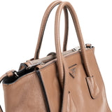 Prada Vitello Daino Shine Leather Twin Pocket Tote Shopper Handbag