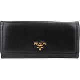 Prada Black Soft Leather Long Flap Wallet