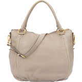 Prada Taupe Vitello Daino Leather Hobo Handbag