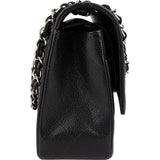 Chanel Quilted Caviar Leather Palladium Double Flap Jumbo Crossbody Bag