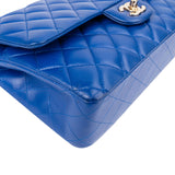 Chanel Bleu Quilted Lambskin Medium Double Flap Shoulder Bag
