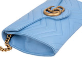 Gucci Chevron Matelassé Leather GG Marmont Wallet On Chain Crossbody Bag