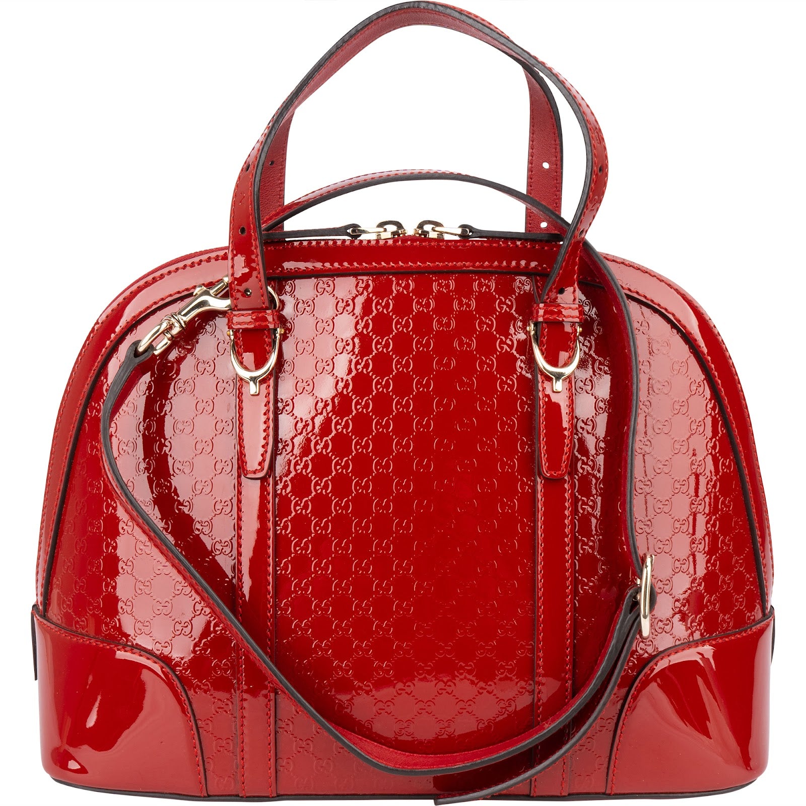 Gucci Red Microguccissima Patent Leather Dome Handbag - vintageandkickz