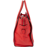 Celine Red Drummed Calfskin Luggage Handbag