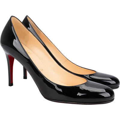 Christian Louboutin Simple Classic Black Patent Leather Pumps (37,5)