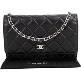 Chanel Quilted Lambskin Palladium Wallet On Chain Crossbody Bag