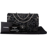 Chanel Sequin Embellished Woven CC Medium Double Flap Shoulder Bag