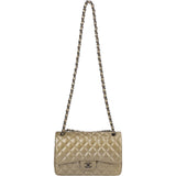 Chanel Quilted Patent Leather Jumbo Double Flap Crossbody Bag