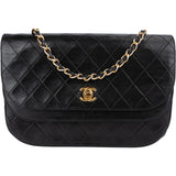 Chanel Quilted Lambskin 24K Gold Half Moon Single Flap Shoulder Bag