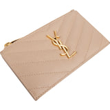 Saint Laurent Matelassé Grained Leather Cassandre Mini Wallet