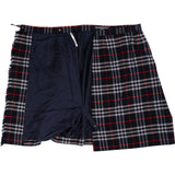 Burberry Navy Wool Nova Check Monogram Plaid Fringed Kilt Skirt (34 / XS)