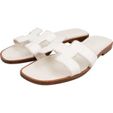 Hermès White Leather Oran Sandals (36)