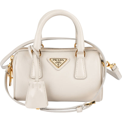 Prada Saffiano Leather Mini Bowling Crossbody Handbag