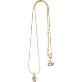 Christian Dior Gold Tone Heart Pendant Necklace + Earrings Set