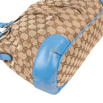 [🔄️B07 / F44] Gucci Blue Leather GG Canvas Sukey Medium Handbag - vintageandkickz