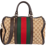 Gucci Monogram GG Sherry Line Web Boston Handbag