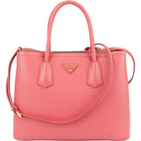 Prada Pink Saffiano Leather Double Handbag