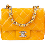 Chanel Quilted Patent Leather Palladium Mini Square Single Flap Crossbody Bag