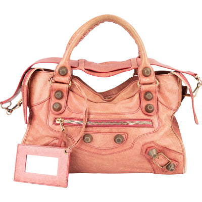 Balenciaga Pink Leather City Handbag