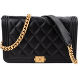 Chanel Quilted Lambskin Small Boy Wallet On Chain Crossbody Bag
