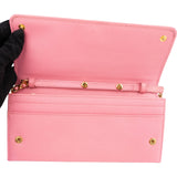 Prada Pink Saffiano Leather Wallet on Chain Crossbody Bag