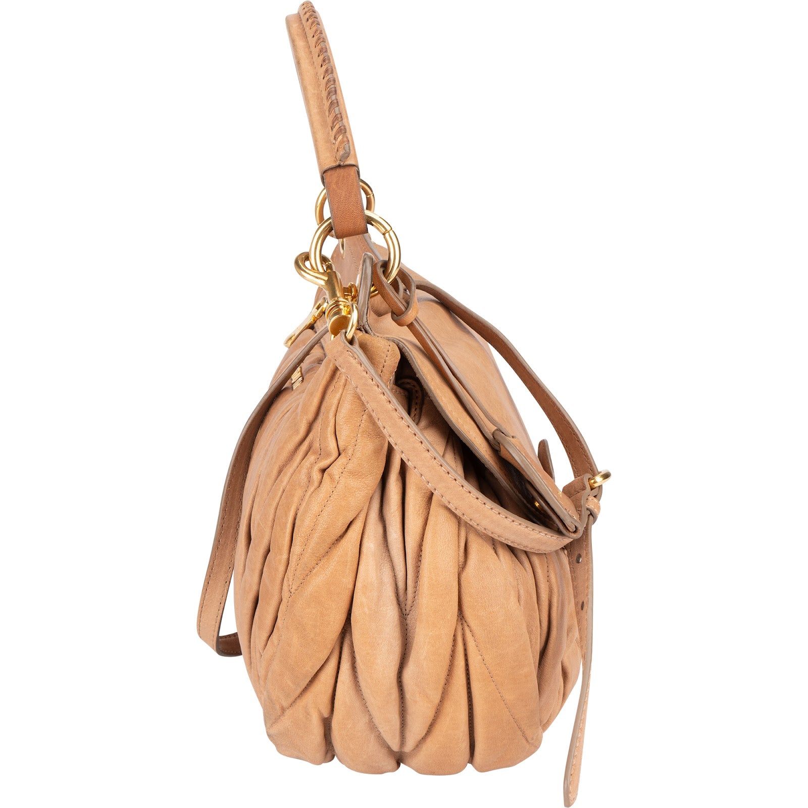 Miu Miu Matelassé Nappa Leather Hobo Handbag - vintageandkickz