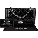 Chanel Patent Leather Quilted Boy Wallet On Chain Crossbody Bag