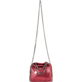 Stella McCartney Metallic Shaggy Mini Falabella Fold Over Tote Crossbody Handbag