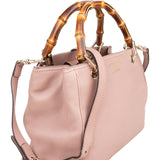 Gucci Pink Leather Bamboo Handbag