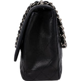 Chanel Quilted Caviar Leather Palladium Jumbo Single Flap Crossbody Bag