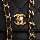 Chanel Quilted Lambskin Half Moon 24K Gold Double Flap Shoulder Bag