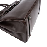 Hermès Brun Boxcalf Leather Palladium Birkin 35 Handbag